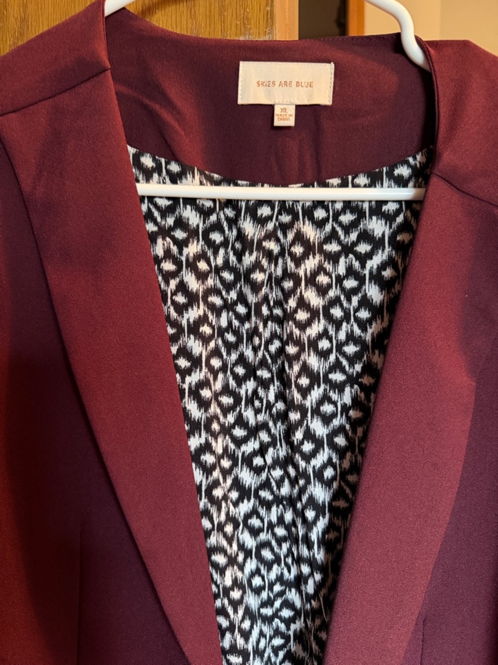 Skies Are Blue Deep Burgundy Open-Front Women's Blazer